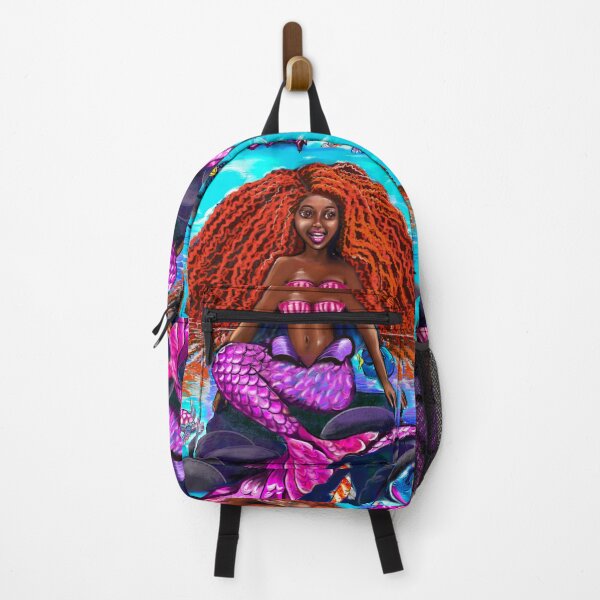 Item preview, Black mermaid with flowing red locks singing , African American Mermaid  designed and sold by Artonmytee.