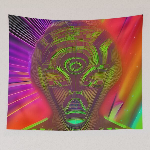Item preview, Recall Rave Art 7: Astral Cosmic AI Illustration - Robotic Alien Face designed and sold by Recall-Design.