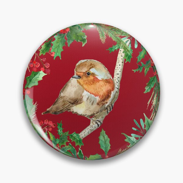 Item preview, Robin with holly, red designed and sold by SandraArtStudio.