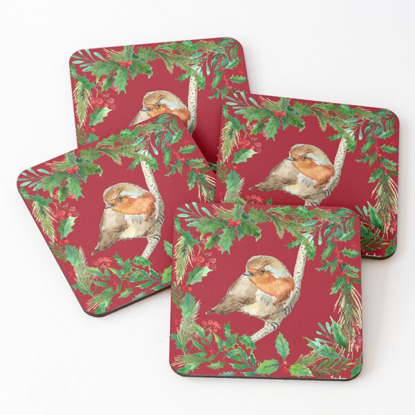 Item preview, Robin with holly, red designed and sold by SandraArtStudio.