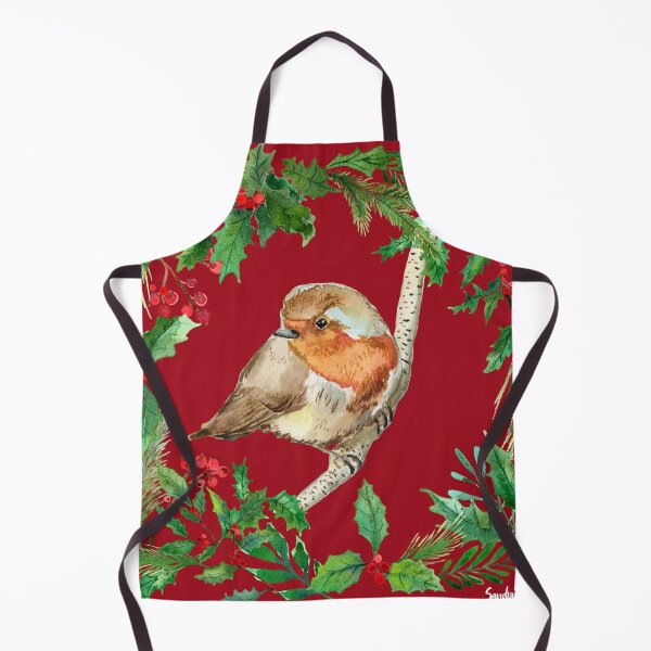 Item preview, Robin with holly, red designed and sold by SandraArtStudio.