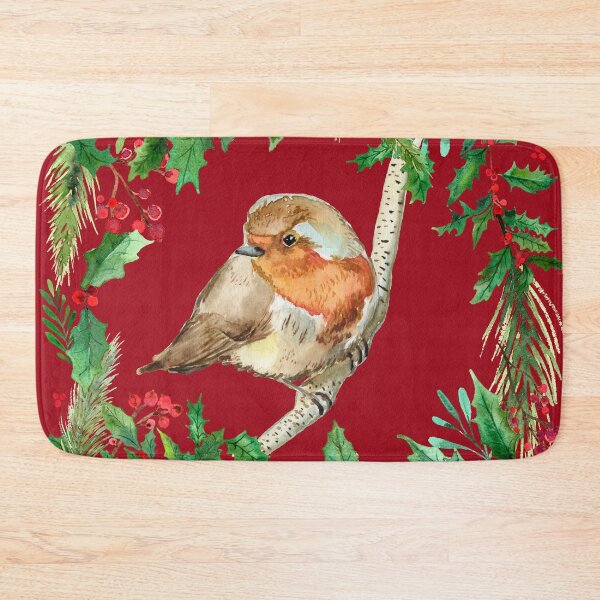 Item preview, Robin with holly, red designed and sold by SandraArtStudio.