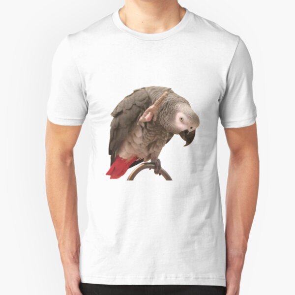 Einstein African Grey Parrot Waving Slim Fit T-Shirt