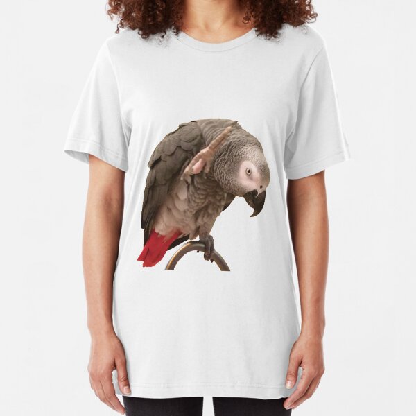 Einstein African Grey Parrot Waving Slim Fit T-Shirt