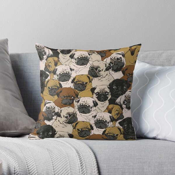 Social Pugs Throw Pillow