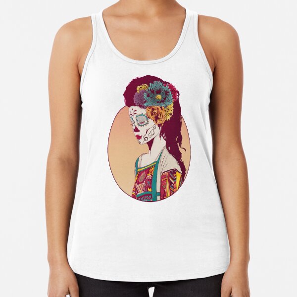 Mexican Skull Lady Racerback Tank Top