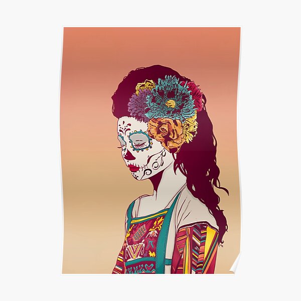 Mexican Skull Lady Poster