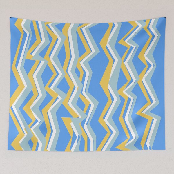Item preview, Blue and yellow zig zags designed and sold by CatsHappy.