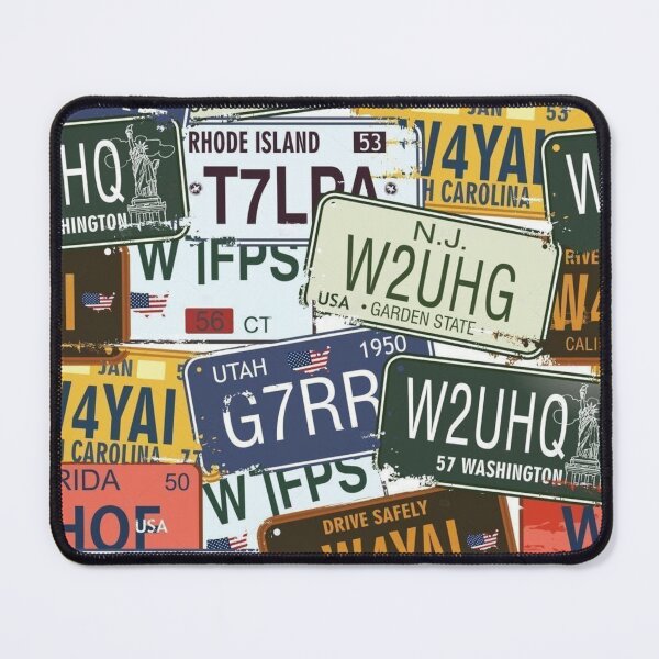 Item preview, seamless pattern retro auto licence plates designed and sold by ketkidesign.