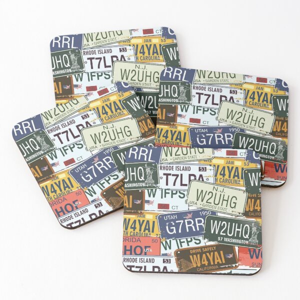 Item preview, seamless pattern retro auto licence plates designed and sold by ketkidesign.