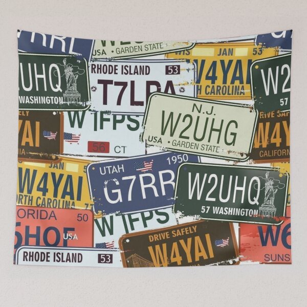 Item preview, seamless pattern retro auto licence plates designed and sold by ketkidesign.