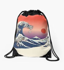 The Great Wave of French Bulldog Drawstring Bag