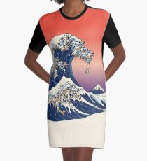 The Great Wave of Pug Graphic T-Shirt Dress