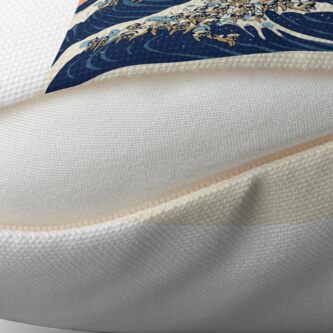 Thumbnail 2 of 3, Throw Pillow, The Great Wave of Pug designed and sold by Huebucket.