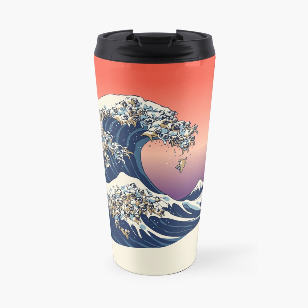 The Great Wave of Pug Travel Mug