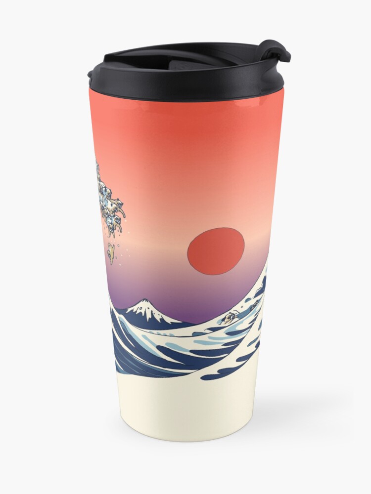 Alternate view of The Great Wave of Pug Travel Mug