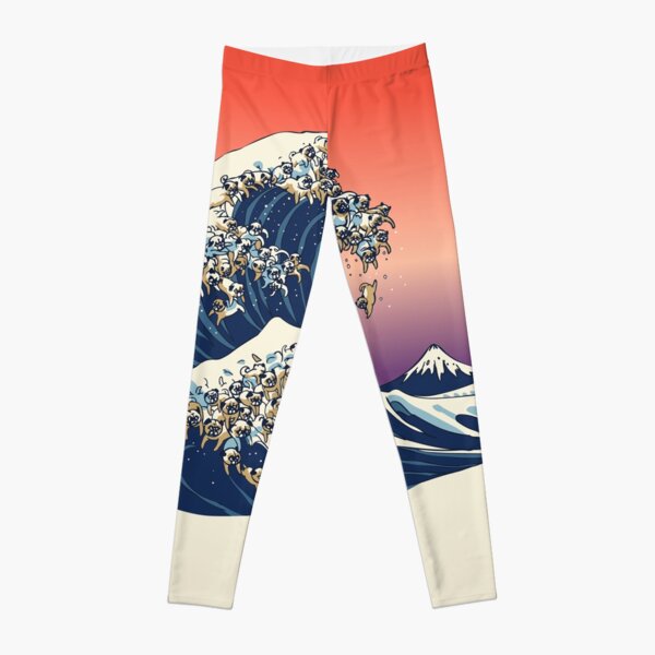 The Great Wave of Pug Leggings