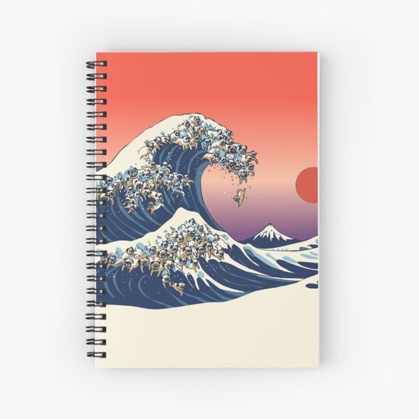 The Great Wave of Pug Spiral Notebook