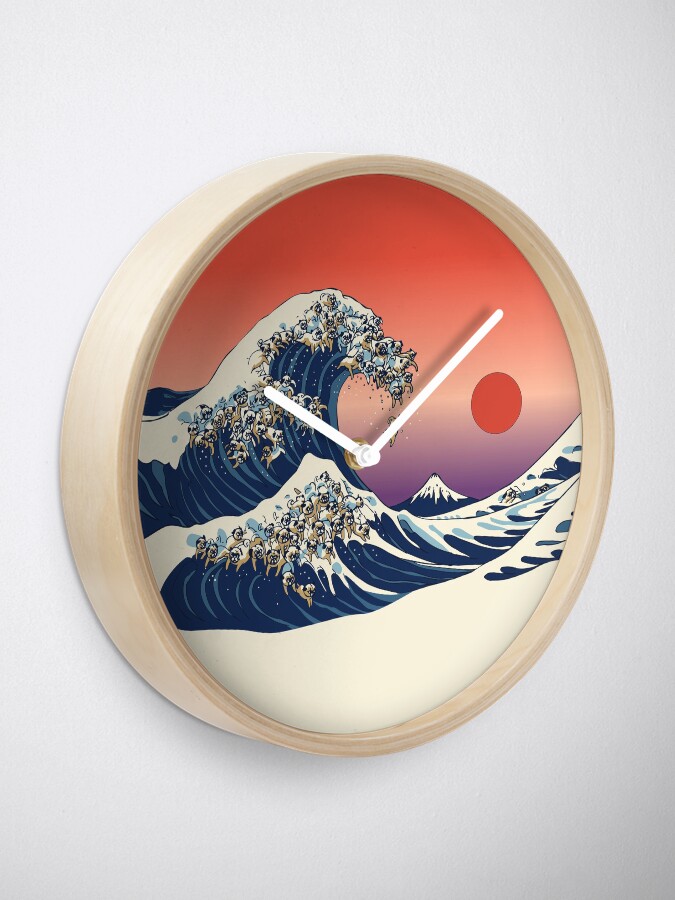 Alternate view of The Great Wave of Pug Clock