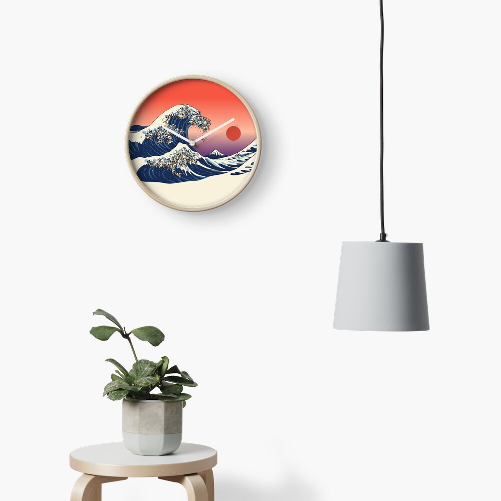 The Great Wave of Pug Clock
