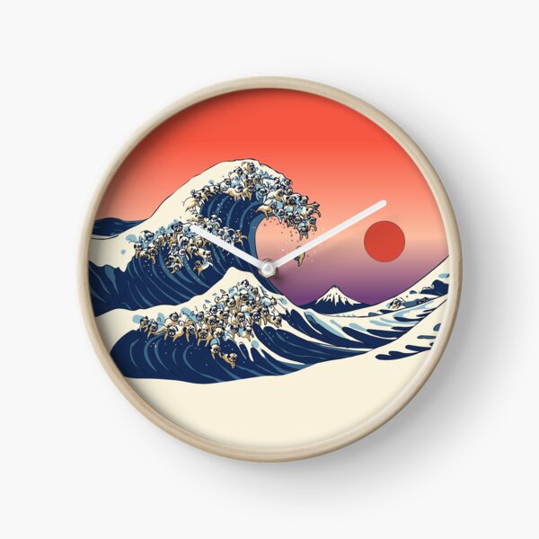 The Great Wave of Pug Clock