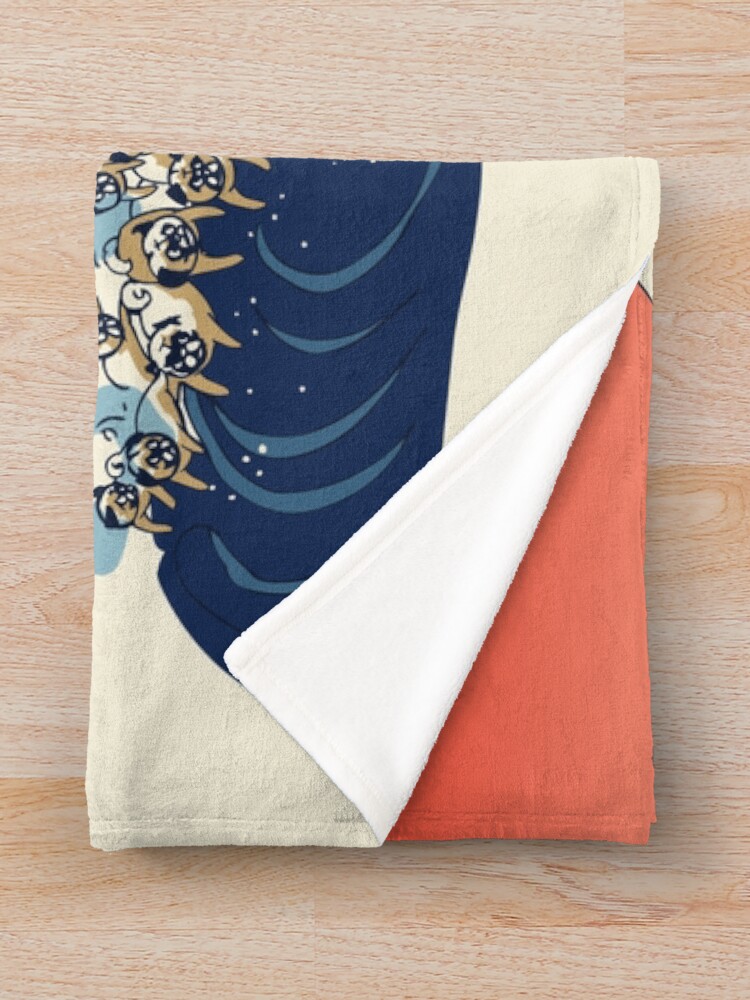 Alternate view of The Great Wave of Pug Throw Blanket