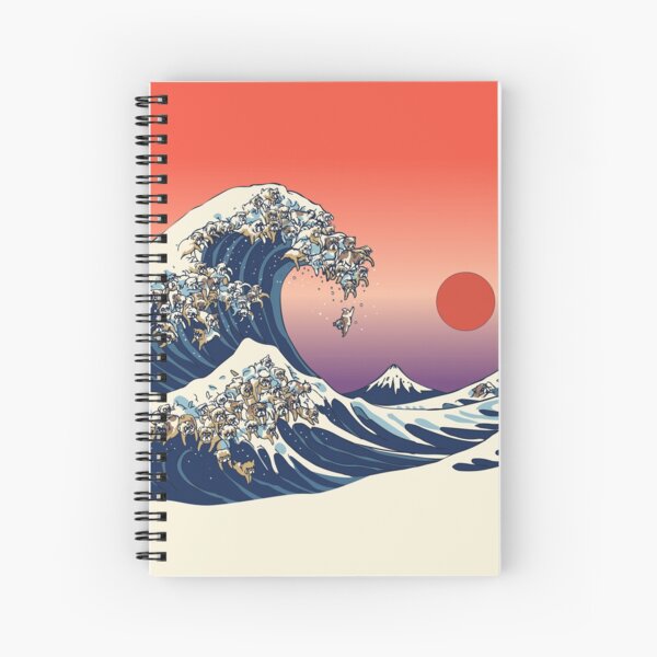 The Great Wave of English Bulldog Spiral Notebook