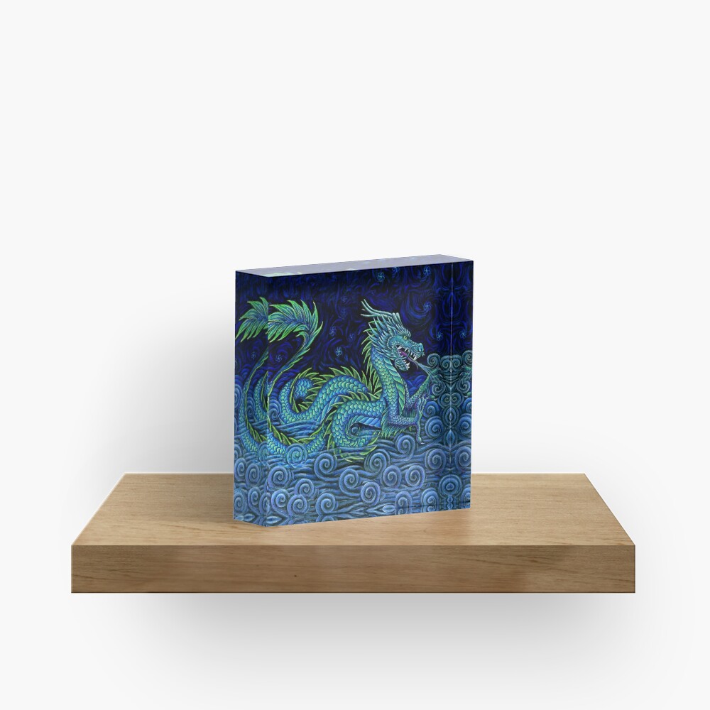 Chinese Azure Dragon Acrylic Block
