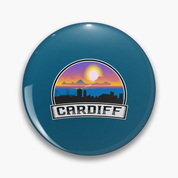 Item preview, Cardiff Wales Skyline Vintage Sunset Travel Souvenir     designed and sold by glukisas2206.