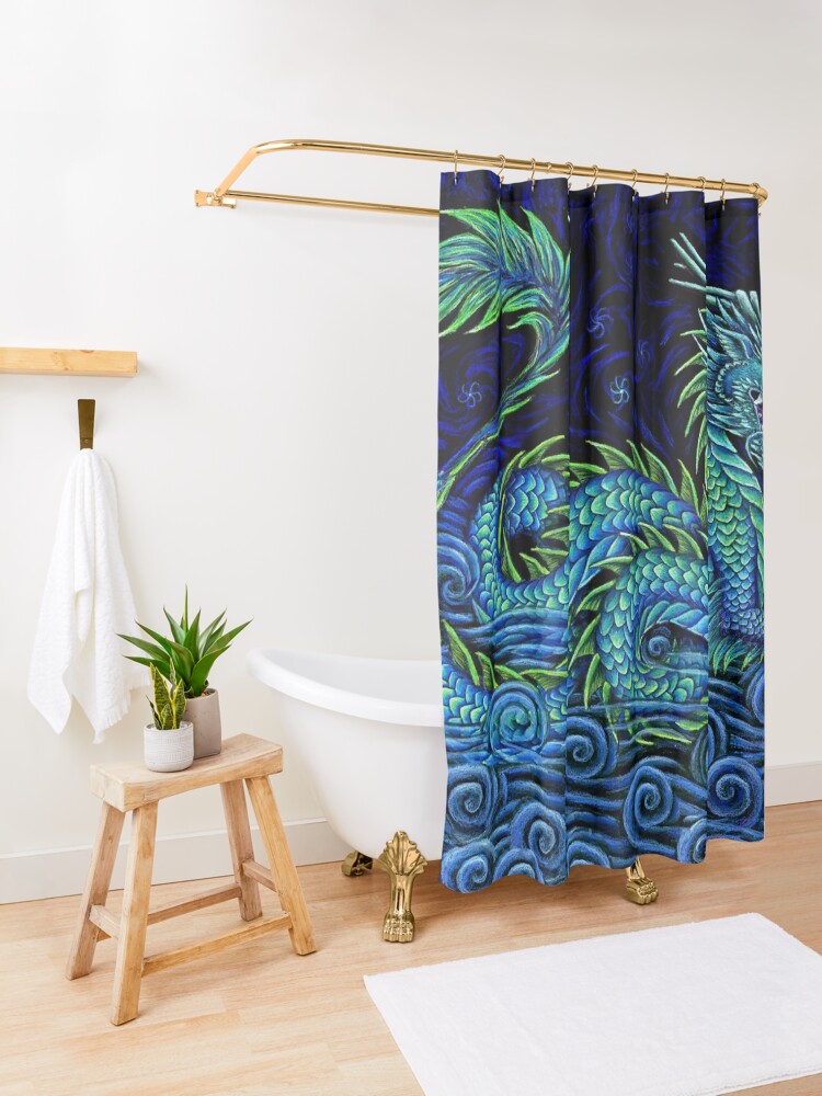Alternate view of Chinese Azure Dragon Shower Curtain