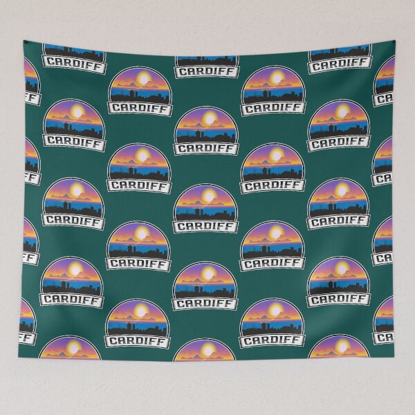 Item preview, Cardiff Wales Skyline Vintage Sunset Travel Souvenir     designed and sold by glukisas2206.