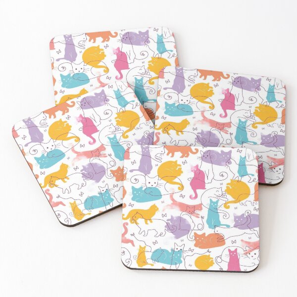 Item preview, colorful cats seamless pattern background designed and sold by ketkidesign.