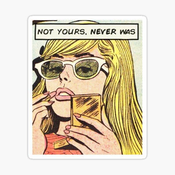 Blonde hair pin up girl kawaii pin up girl with lipstick - not yours, never was Sticker