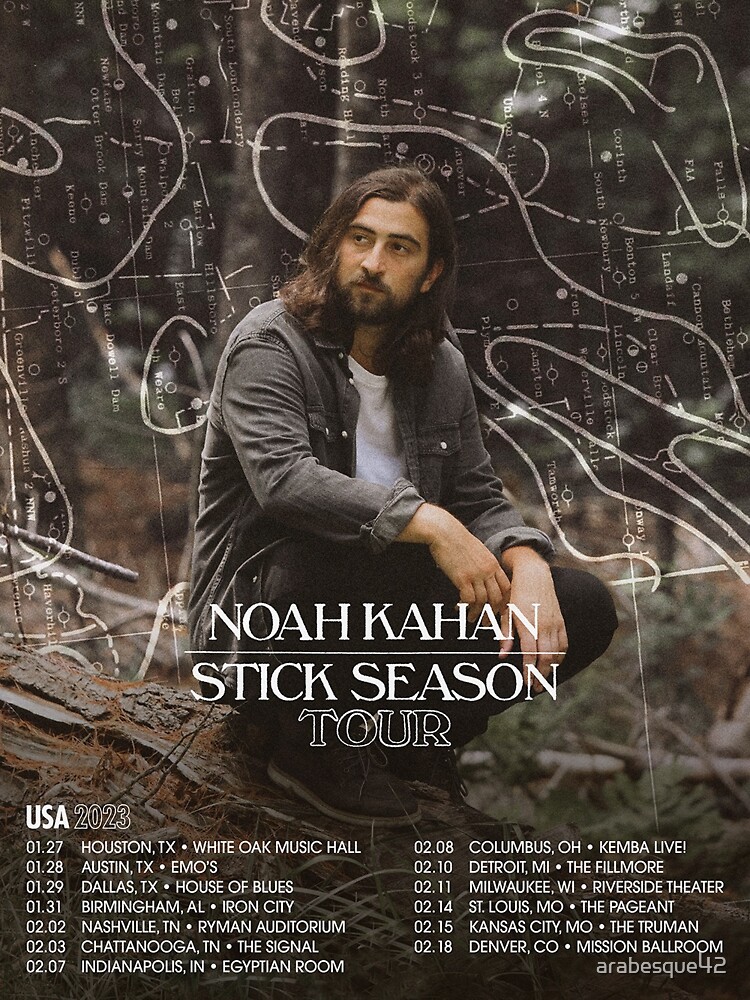 "Noah Kahan Stick Season Tour Poster" Sticker For Sale By Arabesque42 ...