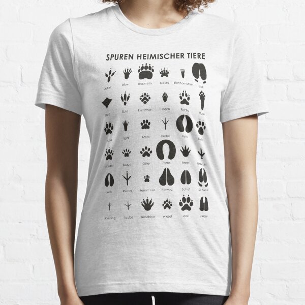 Spuren heimischer Tiere oder Tierspuren Schautafel / Infografik (Deutsch) Essential T-Shirt