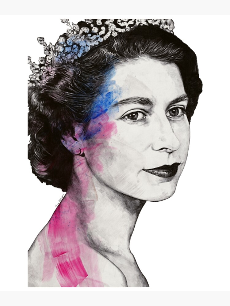 "Retro Queen Elizabeth II Street Art Portrait" Poster for Sale by