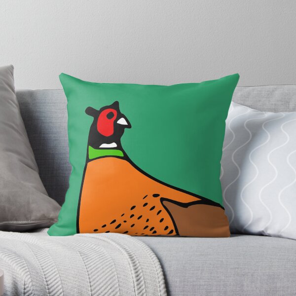 Pheasant Illustration Throw Pillow