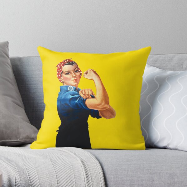 Diseño de estilo retro de Rosie The Riveter Cojín