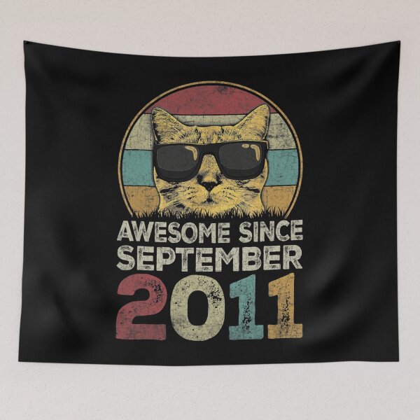 Item preview, Awesome Since September 2011 11th Birthday Gifts Cat Lovers designed and sold by expertpineapple.