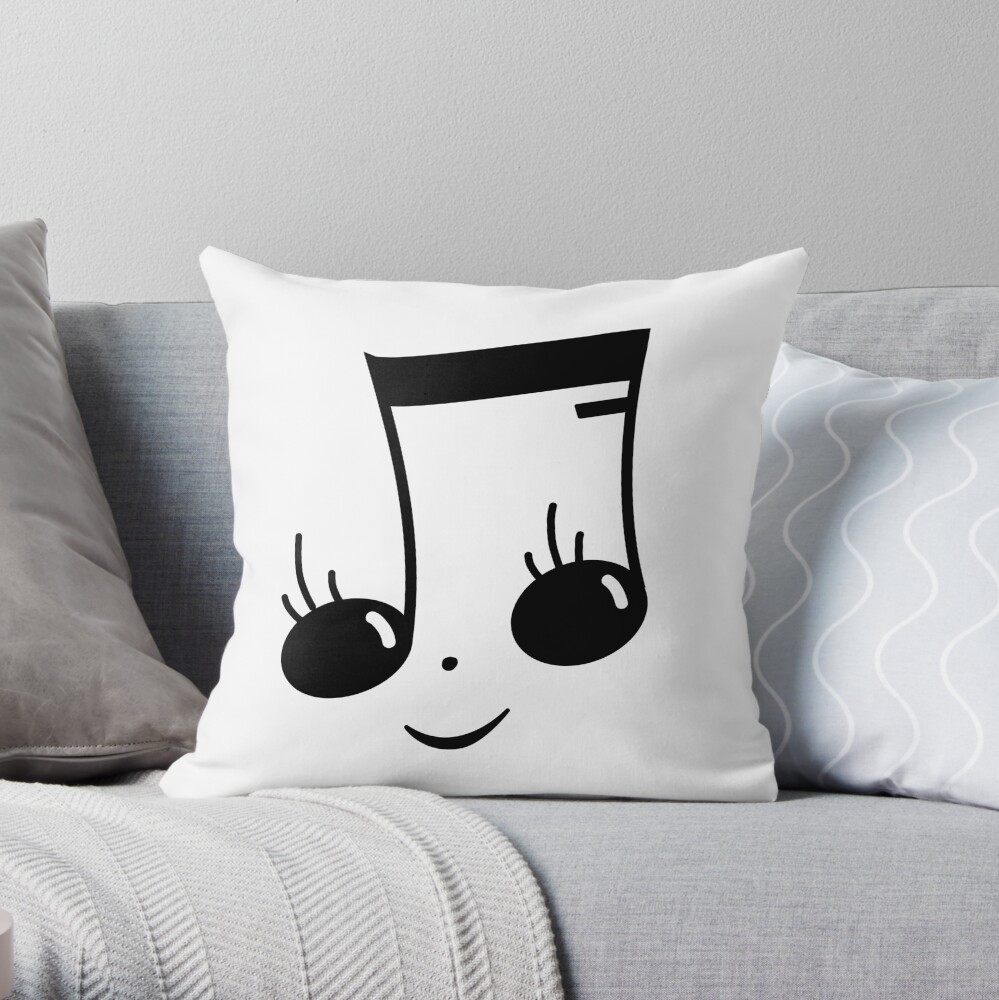 Smiling Music Notes Throw Pillow