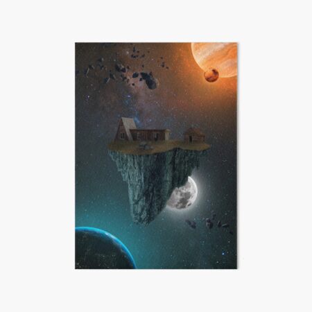 Floating Island In Space Art Board Print