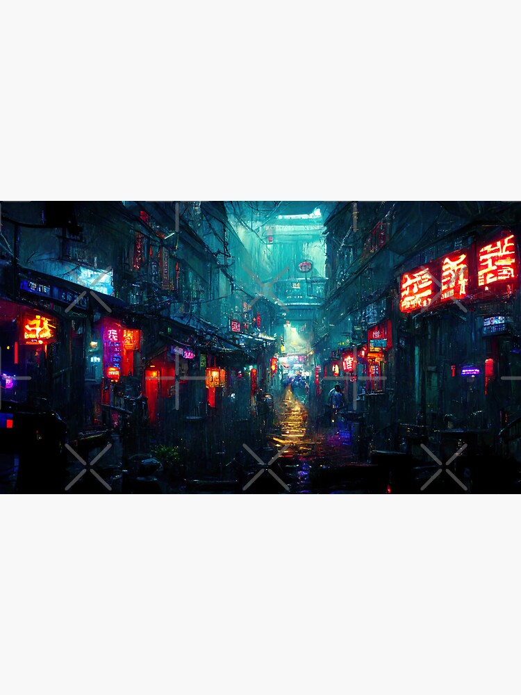 Thumbnail 3 of 3, Sticker, Cyberpunk City designed and sold by Bien Design.