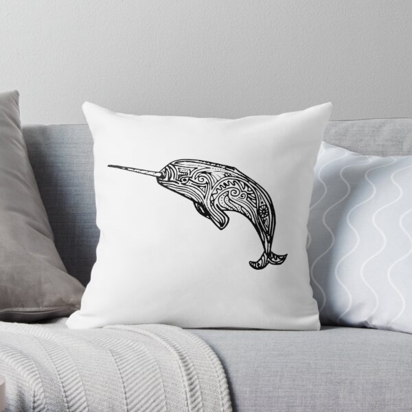 Narwhal Swirl Throw Pillow