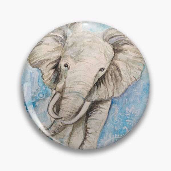 Item preview, Watercolor elephant w blue eclectic tribal background safari animal painting designed and sold by Paintingladycat.