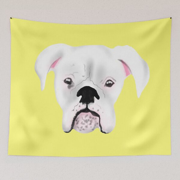 Item preview, WHITE BOXER DOG PUPPY LIGHT YELLOW designed and sold by GIVENGRACE.ART.