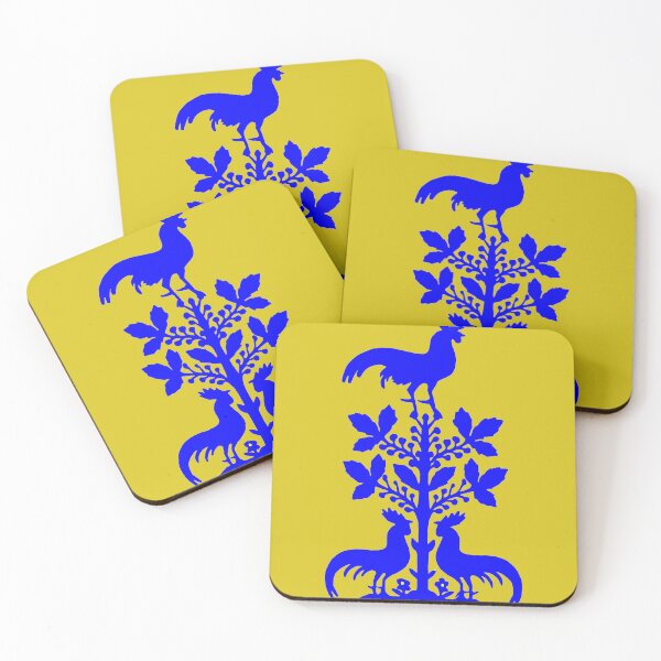Item preview, Fairytale Germany birds flowers roosters silhouette blue designed and sold by G-M-Designs.