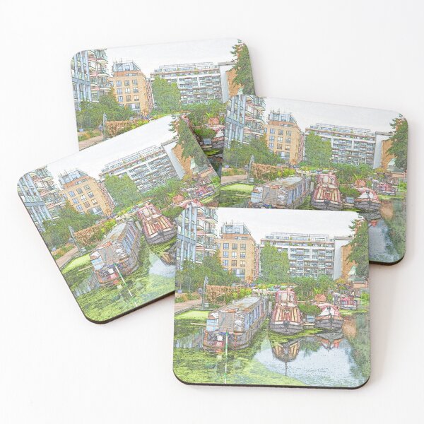 Item preview, Colour Sketch Kingsland Basin, Regent's Canal, Hackney, East London designed and sold by santoshputhran.