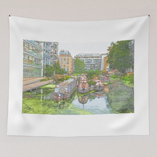 Item preview, Colour Sketch Kingsland Basin, Regent's Canal, Hackney, East London designed and sold by santoshputhran.