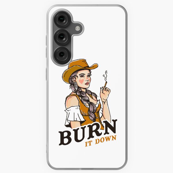 Item preview, Burn It Down: Sexy Pinup Cowgirl Smoking designed and sold by The Whiskey Ginger Design Shop.