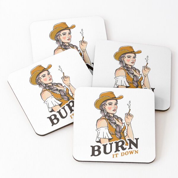 Item preview, Burn It Down: Sexy Pinup Cowgirl Smoking designed and sold by The Whiskey Ginger Design Shop.